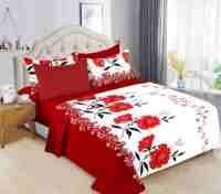 Ensemble de draps de lit sur mesure en gros, 6 pièces, taille King, en coton, drap plat, drap-housse et taies d'oreiller, imprimé floral, prêt à être expédié