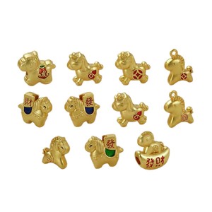 Pendentif Cheval du Zodiaque en Tungstène Électroplaqué Or Goutte d'Huile, Breloque Porte-Bonheur Année du Cheval, Perles de Breloque DIY pour Porte-clés - Product Image 5