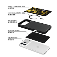 Coque de téléphone AG Feeling Black Edge avec motif puzzle doré pour iPhone 17, 17 Pro Max, 16 Pro, 15 – Coque magnétique