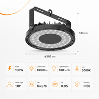 Éclairage LED haute température pour hall industriel, 100W DOB SMD 3535, en verre trempé céramique, IP66 IK07, pour installations de forgeage et de chauffage en aciéries