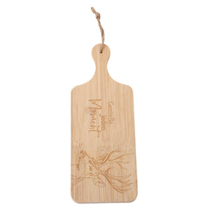 Planche à découper en bambou ronde avec poignée gravée au laser pour usage domestique - Product Image 4