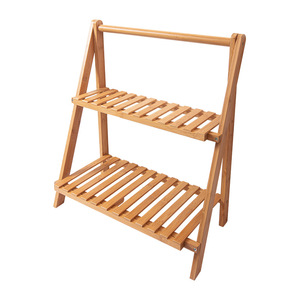 Floor-standing bamboo and wood folding <b>flower</b> stand, multi-layer and three-layer wooden <b>flower</b> stand, floor-standing bamboo - Product Image 1