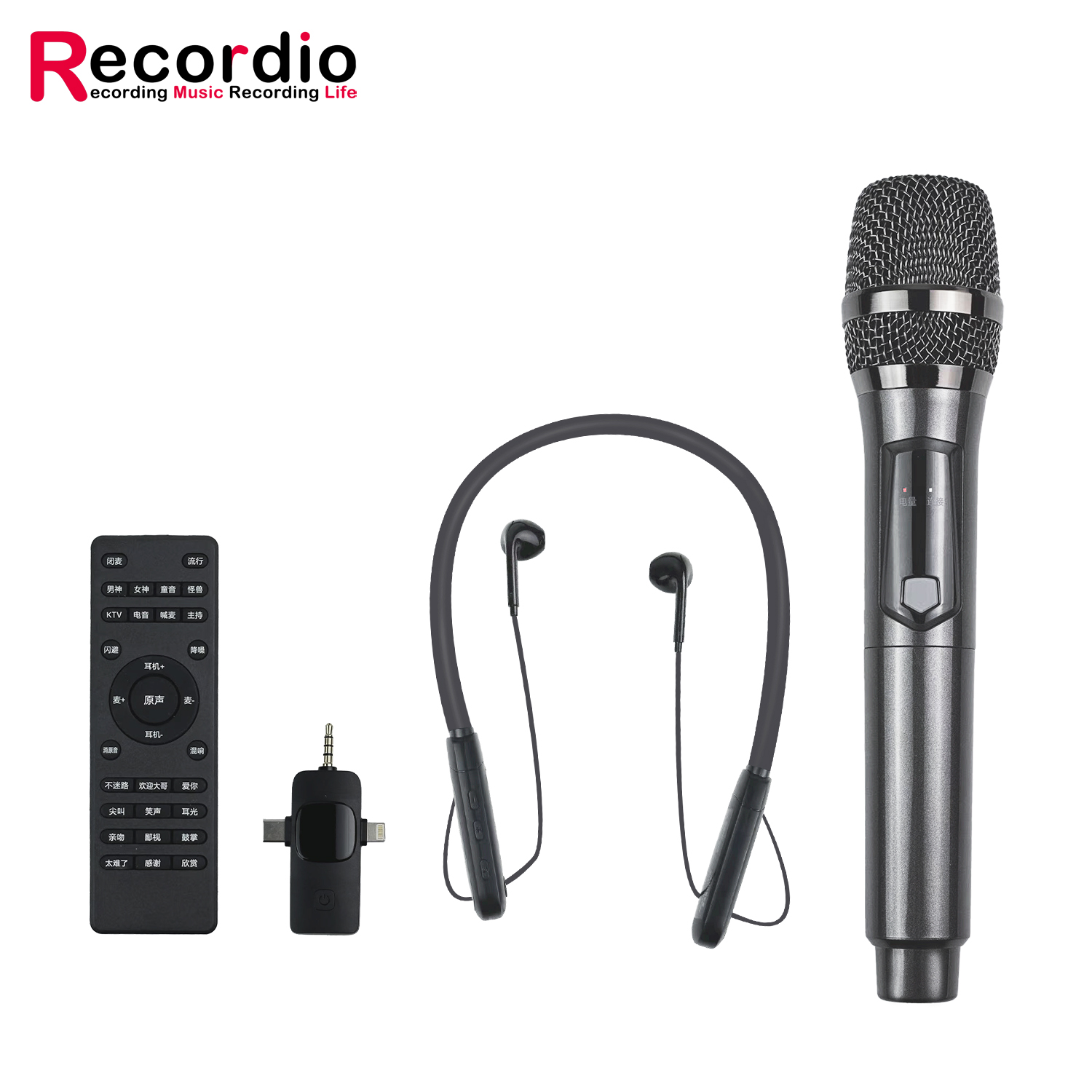 E9S negro con micrófono de mano