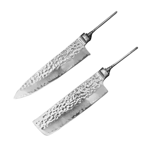 일본 주방 요리사 칼 세트 8 PCS 다마스커스 레이저 패턴 산토쿠 도구 7CR17 <span class=keywords><strong>440C</strong></span> 고 탄소 스테인레스 스틸 8 Pakka 목재 - Product Image 6