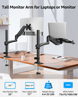 Support pour ordinateur portable jusqu'à 17 pouces ou moniteur jusqu'à 32 pouces, support de bureau réglable pour ordinateur portable ou moniteur
