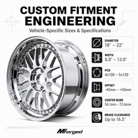 Jantes forgées sur mesure Mforged en 2 pièces, 18, 20, 21, 22, 24 pouces, chrome, à déport profond, à jantes étagées, à rayons en Y, pour voitures de luxe classiques