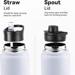 Bouteille d'eau isotherme de 24 oz avec couvercle à paille, en acier inoxydable, à double paroi sous vide, avec couvercle à large ouverture - Product Image 3