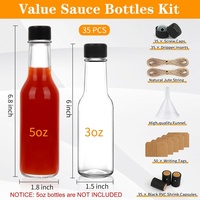 Bouteilles de sauce piquante transparentes de 3 oz, 5 oz, 8 oz, bouteilles en verre Woozy avec inserts compte-gouttes, capsules rétractables rouges, petites bouteilles de vin vides