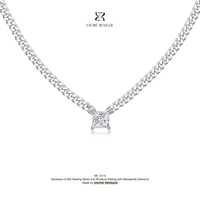 Collier pendentif en moissanite taille princesse VVS, plaqué rhodium, argent sterling 925, bijoux pour femmes, luxe