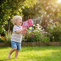 Pistolet à bulles électrique automatique avec lumière, alimenté par piles, portable, pour enfants, idéal pour les fêtes estivales en extérieur et la plage, cadeau