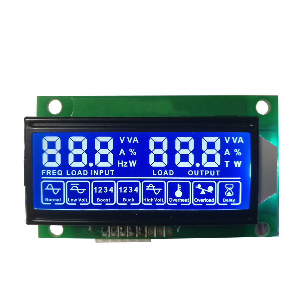 Genyu Factory Custom Monochrome HTN Blue LCD Module 7 Segment Display For UPS Online Power Screen