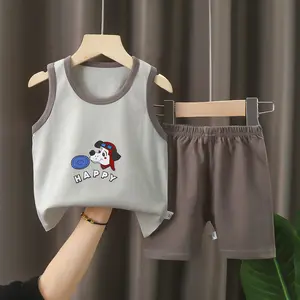 Vest suit summer cotton boys and girls shorts summer clothes baby clothing suit children's clothing