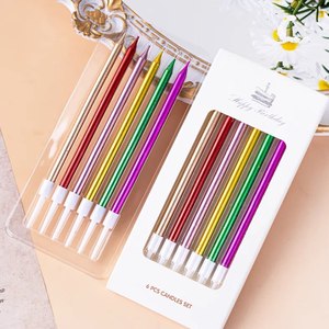生日蜡烛 快乐时刻锥形蜡烛 生日镀金银彩色蜡烛 带PP支架蛋糕蜡烛 - Product Image 3