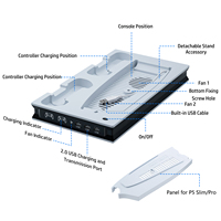 Double chargeur pour PS5, Station de charge rapide avec double manettes et disque numérique LED de refroidissement