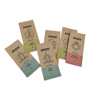 Customized 3 Side Seal Satchet Paper Pouches Edible Cookie Candy Gummy Biodegradable Packaging Small Heat Seal Bags