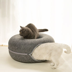 Nuovo produttore caldo all'ingrosso di lusso creativo a due piani a forma di ciambelle personalizzate in feltro rotondo <span class=keywords><strong>Tunnel</strong></span> per animali domestici Cave di gatti Peekaboo - Product Image 1