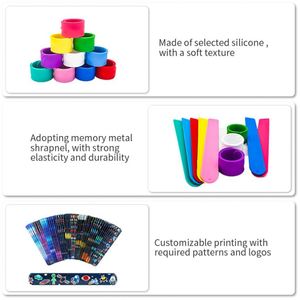 Wholesale Silicone Wrist <b>Band</b> Colorful Flexible Hand <b>Slap</b> <b>Band</b> Bracelet with Custom Logo - Product Image 4