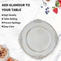 Assiettes de présentation blanches antiques pour mariage, 13 pouces, en plastique gaufré, pour assiettes de dîner, pour la mise en table ronde, sous-assiettes
