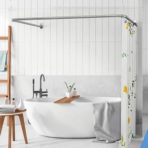 Tringle à rideau télescopique en U, étanche et anti-moisissure, pour salle de bain, avec paroi de douche et rail de penderie - Product Image 2