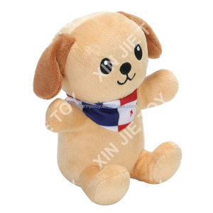 دمية كلب قطيفة من قطن البولي بروبيلين، لعبة كلب قطيفة بوضعية جلوس، دمية كلب صغيرة قطيفة مع وشاح، متوفرة بخدمة التصنيع حسب الطلب (<span class=keywords><strong>OEM</strong></span>/ODM) - Product Image 3