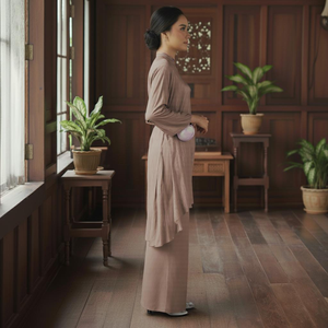 Set Baju Kurung Borong Direct Kilang Embroidered <b>Vintage</b> Kebaya Sulam Kerawang Eco-Friendly Ironless Cey Crepe Maxi <b>Dress</b> Raya - Product Image 3