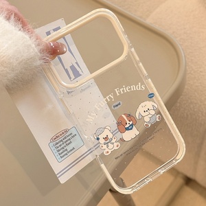 <span class=keywords><strong>Coque</strong></span> de téléphone transparente antichoc avec motif de chiots bleus mignons, protection transparente anti-chute pour iPhone 12 13 15 16 17 Pro Max - Product Image 2