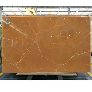 Lempengan Batu Marmer Onyx Madu Kuning Oranye Meksiko 16 Mm dan Lempengan Onyx