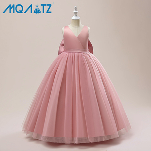 MQATZ ODM Satin Sleeveless <strong>Dress</strong> with Big Bow for Girls New Arrival <strong>Kids</strong> Party Birthday <strong>Dress</strong> LP-505 - Product Image 4