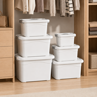 Boîte de rangement en plastique PP de couleur unie moderne, empilable, avec couvercle, boîte d'organisation pour la maison, directement de l'usine