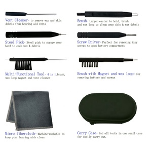 Kit de limpieza de cepillos para audífonos, Herramientas de limpieza, cepillo multifunción, <span class=keywords><strong>limpiador</strong></span> de ventilación magnética, bucle de cera, protectores de cera, almacenamiento y transporte - Product Image 3