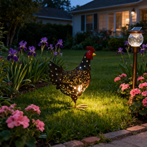 Decoración de Jardín con <span class=keywords><strong>Gallo</strong></span> de Hierro, Diseño Hueco con Puntos, Arte para Patio Exterior, Decoración de Metal Resistente a la Oxidación para Jardín y Césped - Product Image 6