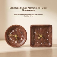 Reloj Despertador de Escritorio de Madera Maciza con Diseño Cuadrado y Redondo, Estilo Moderno Retro para Dormitorio