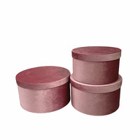 SINOWRAP C002 Coffret Cadeau Rond en Velours Doré de Luxe, Ensemble de 3 Boîtes d'Emballage Florales de Grande Taille pour la Saint-Valentin