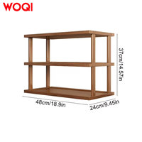 WOQI Desktop Shelf Simple Bookshelf Table Storage Rack Wooden Organizer Holder with Double Layer Structure for Office Home
