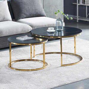 Moderno soggiorno mobili oro acciaio inox bianco rotondo in marmo di nidificazione tavolini da salotto - Product Image 5