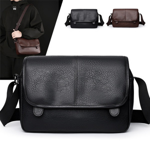 Borsa a Tracolla in Pelle PU per Uomo con Logo Personalizzato, Stile Retrò Europeo Classico Espandibile Tipo <span class=keywords><strong>Postino</strong></span> - Product Image 1