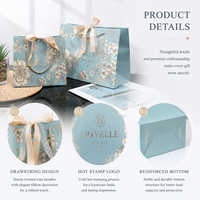Sac Cadeau en Papier Couché à Ruban Floral Esthétique Premium avec Estampage à Chaud Doré pour Emballage de Vêtements de Luxe et Boutiques de Détail