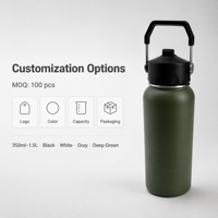 Thermos en acier inoxydable à isolation sous vide avec poignée de transport, capacité 801-900 ml, compatible lave-vaisselle, noir fumé JOW-800 SMB