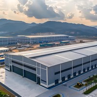 Bâtiment d'entrepôt moderne en structure acier préfabriquée pour usage de garage ou abri, haute capacité de charge, garantie 5 ans