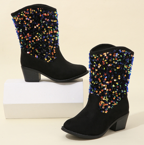 Bottes d'hiver scintillantes pour filles, enfants, bottes à la cheville brillantes, bottes de cow-boy pour filles - Product Image 2