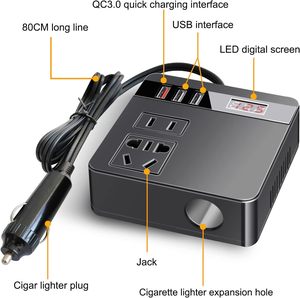 150W Car <strong>Power</strong> Converter Car Charger <strong>Socket</strong> <strong>Cigarette</strong> <strong>Lighter</strong> Splitter <strong>Cigarette</strong> <strong>Lighter</strong> <strong>Adapter</strong> with QC 3.0 USB Charger Fast - Product Image 5
