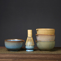 Ensemble de fouettage du matcha; Ustensile de fouettage du thé de style Dynastie Song; Support en céramique pour Chasen; Fouet à matcha japonais en bambou