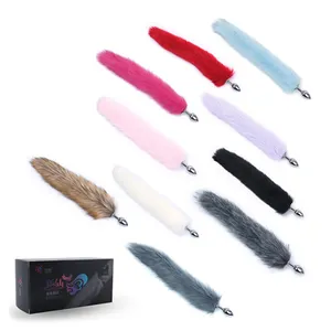 Artificial Wool Plug butt Tail High Quality Metal White Tail Backyard Anal Plug Wholesale erotic toy cat tail anal plug