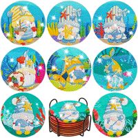 Sous-verre personnalisé classique 5D en acrylique à peindre soi-même avec diamants, motif bonhomme de neige, résistant à la chaleur, avec support, cadeau de table pour les fêtes