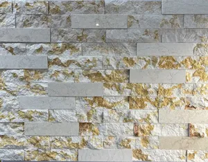 Z Shaped Natural Split Face <b>Slate</b> Ledge Stone Wall Cladding Exterior Stone Panel Rusty <b>Slate</b> Tile Handmade - Product Image 1