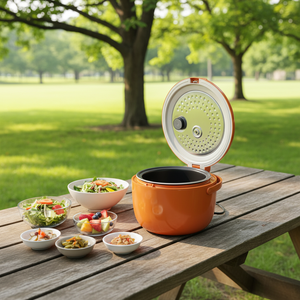Mini cuiseur à riz avec tasse doseuse, contrôle mécanique du minuterie, chauffage sous la cuve, capacité de 0,6 à 1,5 L, design portable, mécanique - Product Image 5