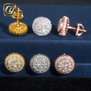 Pendientes de Lujo con Moissanita Chapados en Oro Rosa de 18K, Corte Brillante Redondo, Microincrustaciones, Unisex, para Uso Diario - Product Image 5