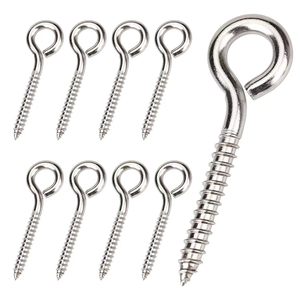 Ganchos <span class=keywords><strong>de</strong></span> Acero Inoxidable <span class=keywords><strong>de</strong></span> Alta Resistencia con Ojo Cerrado, Alambre Curvado, Tornillo Autorroscante con Ojo para Madera - Product Image 1