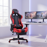 Fauteuil de Gaming Luxe Moderne à Dossier Haut en Cuir PU, Inclinable et Réglable avec Vérin à Gaz 3 Positions, Pivotant, Éclairage LED, Siège de Course pour Ordinateur