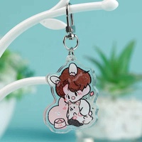Porte-clés personnalisé avec logo imprimé, motif Kpop, animal de dessin animé, breloque en acrylique, porte-clés en plastique transparent, anime